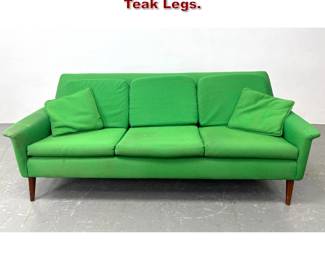 Lot 481 Scandinavian Modern Sofa Couch. Teak Legs. 