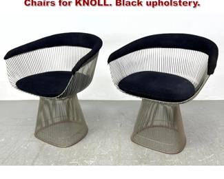 Lot 146 Pr WARREN PLATNER Wire Arm Chairs for KNOLL. Black upholstery.