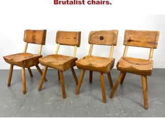Lot 359 Set 4 Heavy Pine Mexican Brutalist chairs. 