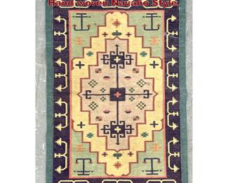 Lot 195 4 8 x 3 Flat weave Carpet Rug. Hand woven Navaho Style. 