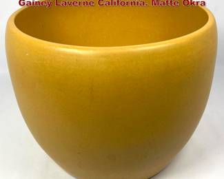 Lot 107 Mid Century Modern Pottery Planter. Gainey Laverne California. Matte Okra