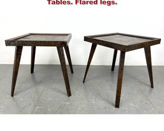 Lot 398 Pair Hammered Copper Covered Side Tables. Flared legs. 