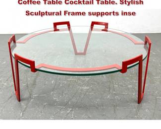 Lot 152 After Jean Royere Iron and Glass Coffee Table Cocktail Table. Stylish Sculptural Frame supports inse