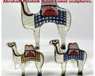 Lot 33 3pc Mid Century Modern Lucite Abraham Palatnik Brazil Camel sculptures. PAL