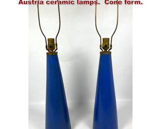 Lot 223 Pair Mid Century Modern Made in Austria ceramic lamps. Cone form.