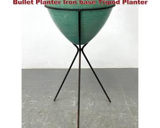 Lot 134 50s Kimball Turquoise Fiberglass Bullet Planter Iron base Tripod Planter