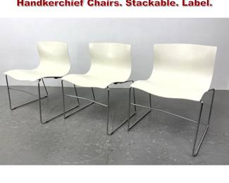 Lot 399 set 3 Massimo Vignelli for Knoll Handkerchief Chairs. Stackable. Label.