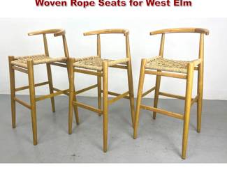 Lot 405 3 John Vogel Nguni Stools with Woven Rope Seats for West Elm