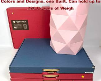 Lot 326 Catachi Polystool. Four in Various Colors and Designs. one Built. Can hold up to 220 Pounds of Weigh