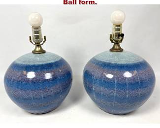 Lot 314 Mid Century Glazed Ceramic Lamps. Ball form.