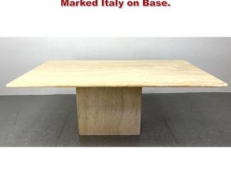Lot 153 Italian Travertine Dining table. Marked Italy on Base. 