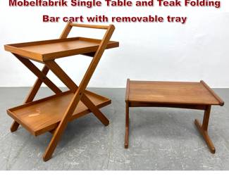 Lot 373 Kai Kristiansen for Vildbjerg Mobelfabrik Single Table and Teak Folding Bar cart with removable tray