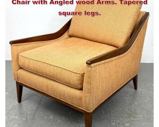 Lot 325 Mid Century Modern low Lounge Chair with Angled wood Arms. Tapered square legs. 