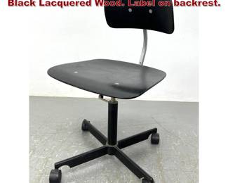 Lot 352 Jorgen Rasmussen KEVI chair. Black Lacquered Wood. Label on backrest.