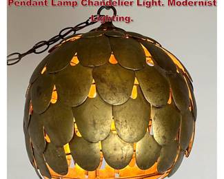 Lot 285 Brutalist Brass Petals Shade Pendant Lamp Chandelier Light. Modernist Lighting. 