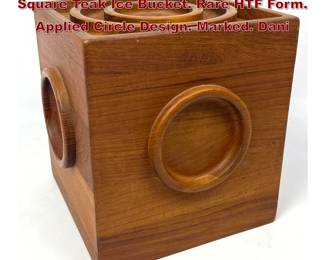Lot 114 JENS QUISTGAARD for DANSK Square Teak Ice Bucket. Rare HTF Form. Applied Circle Design. Marked. Dani