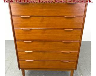 Lot 208 Feldballes Mobelfabrik. 6 Drawer Teak Tall Chest Dresser Made in Denmark.