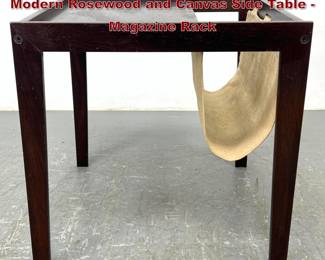 Lot 459 Bent Silberg Mobler Denmark Danish Modern Rosewood and Canvas Side Table Magazine Rack