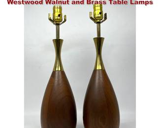 Lot 238 Pair Mid Century Modern Tony Paul Westwood Walnut and Brass Table Lamps