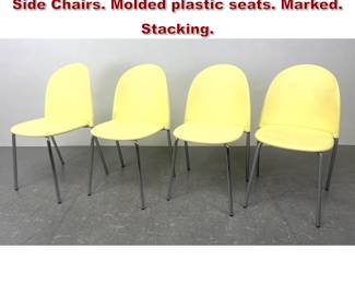 Lot 386 Set 4 SEGIS Flash Italian Dining Side Chairs. Molded plastic seats. Marked. Stacking. 