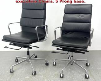 Lot 387 Pair Eames Style Soft Pad Office executive Chairs. 5 Prong base. 