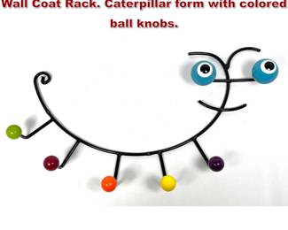 Lot 224 Modern Take on Eames Atomic Ball Wall Coat Rack. Caterpillar form with colored ball knobs.