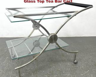 Lot 295 Elegant Art Deco Aluminum Frame Glass Top Tea Bar Cart