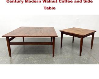 Lot 330 2 pcs American Modern Tables. Mid Century Modern Walnut Coffee and Side Table