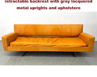 Lot 414 Georges FRYDMAN Sofabed with retractable backrest with gray lacquered metal uprights and upholstere