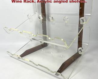Lot 110 Wall hanging Walnut and Lucite Wine Rack. Acrylic angled shelves. 