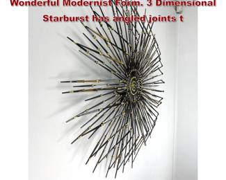 Lot 266 Brutalist Nail Wall Sculpture. Wonderful Modernist Form. 3 Dimensional Starburst has angled joints t