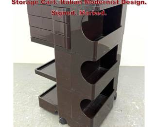 Lot 500 JOE COLOMBO Plastic Bobby Rolling Storage Cart. Italian Modernist Design. Signed. Marked.