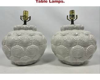Lot 448 Pair Shell Design High Glazed Table Lamps. 