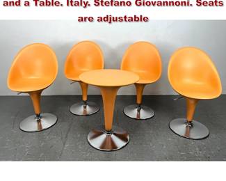 Lot 371 5pc set. Magis Set. 4 Bombo Chairs and a Table. Italy. Stefano Giovannoni. Seats are adjustable 