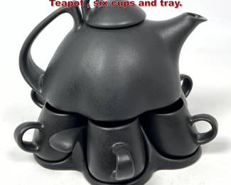 Lot 24 Peter Saenger 6 cup espresso set. Teapot , six cups and tray. 