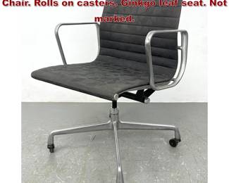 Lot 530 Eames Aluminum Group Office Desk Chair. Rolls on casters. Ginkgo leaf seat. Not marked. 