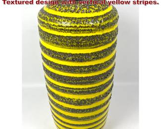 Lot 216 WEST GERMANY Art Pottery Vase. Textured design with vertical yellow stripes. 