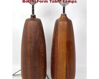 Lot 131 Pair Heavy Danish Modern Teak Bottle Form Table Lamps 