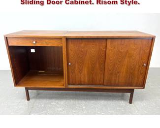 Lot 425 3 part American Modern Walnut Sliding Door Cabinet. Risom Style. 