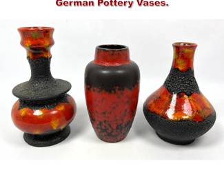 Lot 228 3pcs Mid Century Modern West German Pottery Vases. 