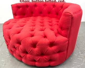 Lot 277 Oversized Tufted Swivel Tub Lounge Chair. button tufted. red. 