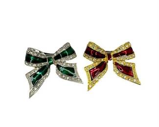 Lot 23   0 Bid(s)
Two Enamel Rhinestone Christmas Bow Brooch Set