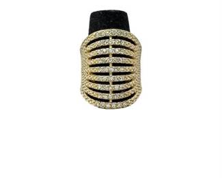 Lot 85   0 Bid(s)
NRO Pave Rhinetone Gold Tone Ring Size 8