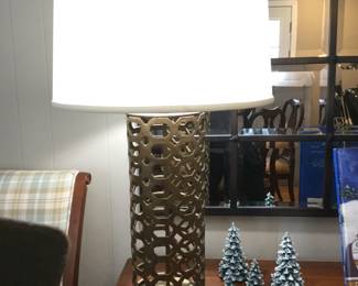 Ethan Allen 32" Tall Gold Tone Metal Table Lamp