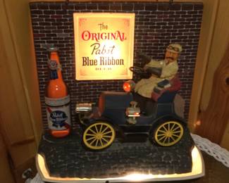 Vintage "The Original Pabst Blue Ribbon" Jalopy Lighted Sign