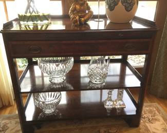 Vintage Rolling Bar Cart/Server w/top pullout shelves by Old Colony Furniture