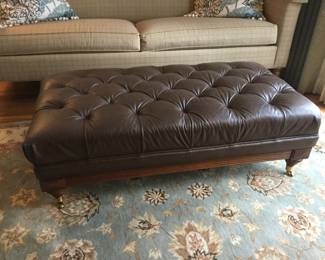 Tufted Bench w/caster legs & wood frame
