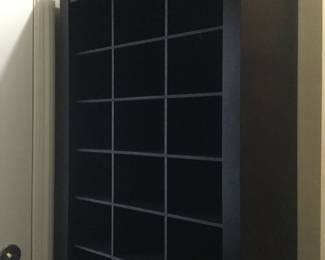 35 Cubby Hole Black Wood Cabinet.  Could not photograph the entire piece due to lack of space.