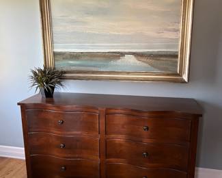 Ethan Allen Bow Front 6 Drawer Dresser 83w x 18d x34h