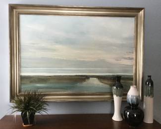 Framed  Art "After Glow"   Ethan Allen decorative vases